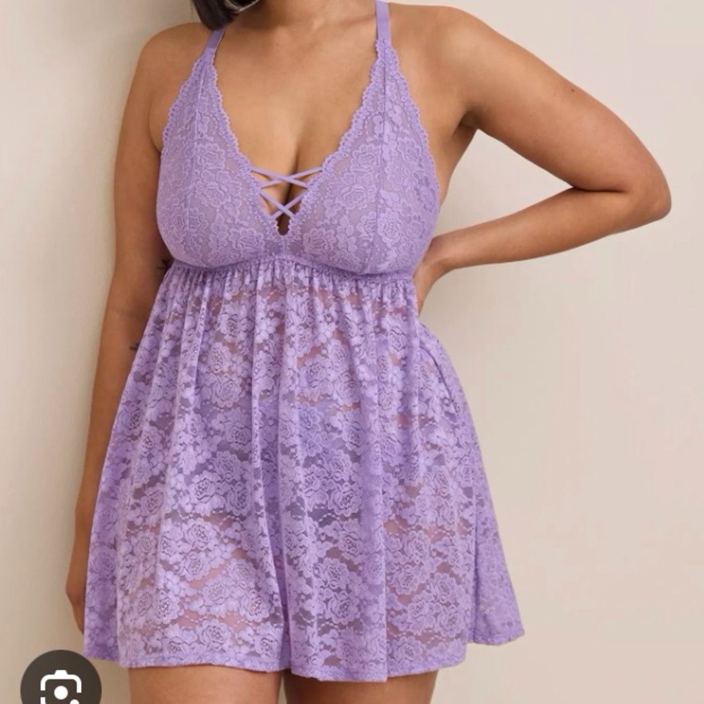 Lace Halter Babydoll in Lavender